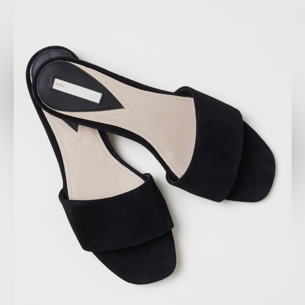 H&M Black Suede Mules